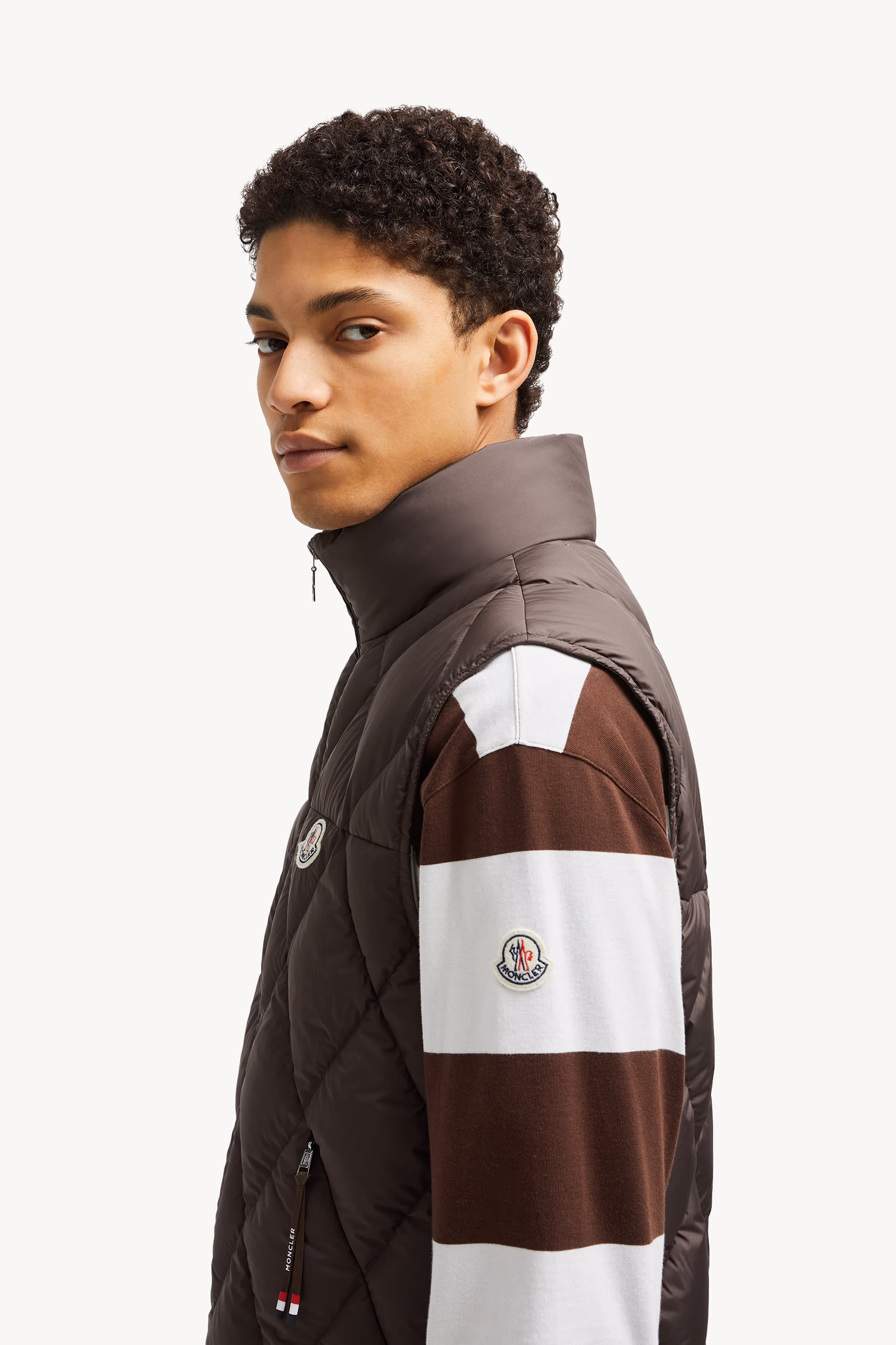 Aroula Hooded Diamond-Quilted Down Vest Men Dark Brown Moncler 4